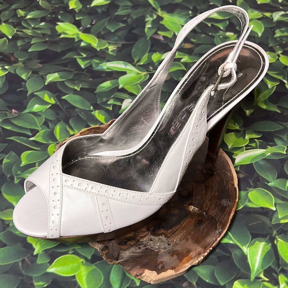 * Marc Fisher white, leather heels